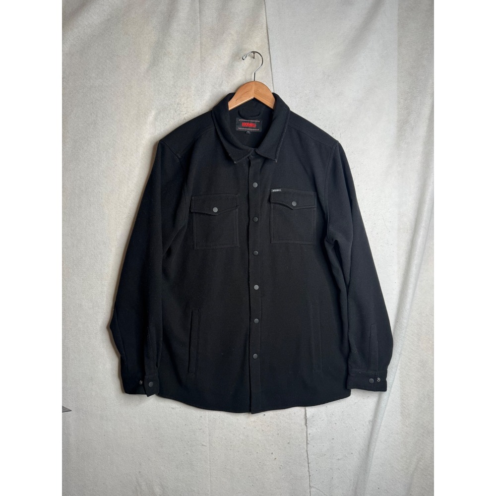 Rock and Roll Denim Mens Black Snap Front‎ Fleece Shirt Jacket RRM092RZWL XL